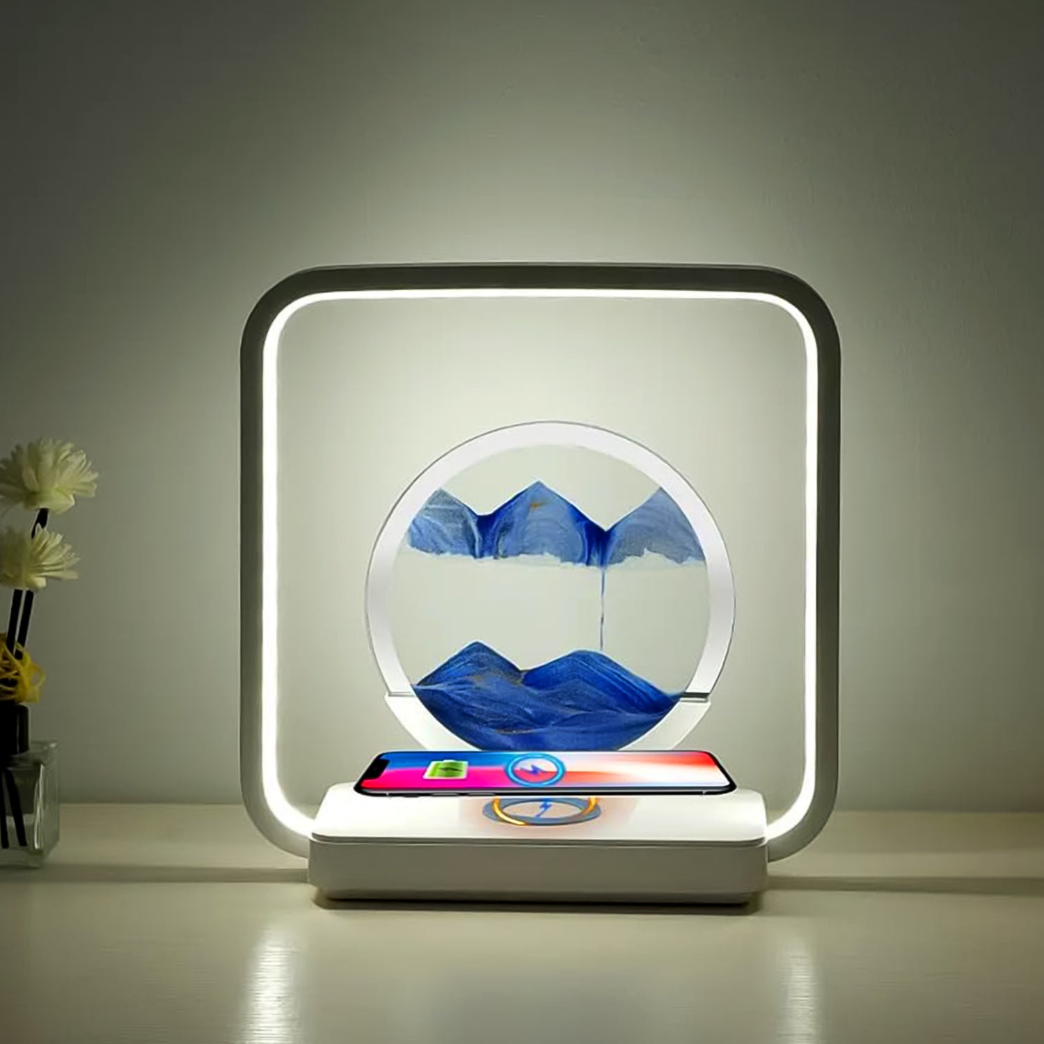 SandX: 3D Quicksand LED Lamp with Wireless Charging & Liquid Motion Art for Relaxing Desk & Bedroom Décor