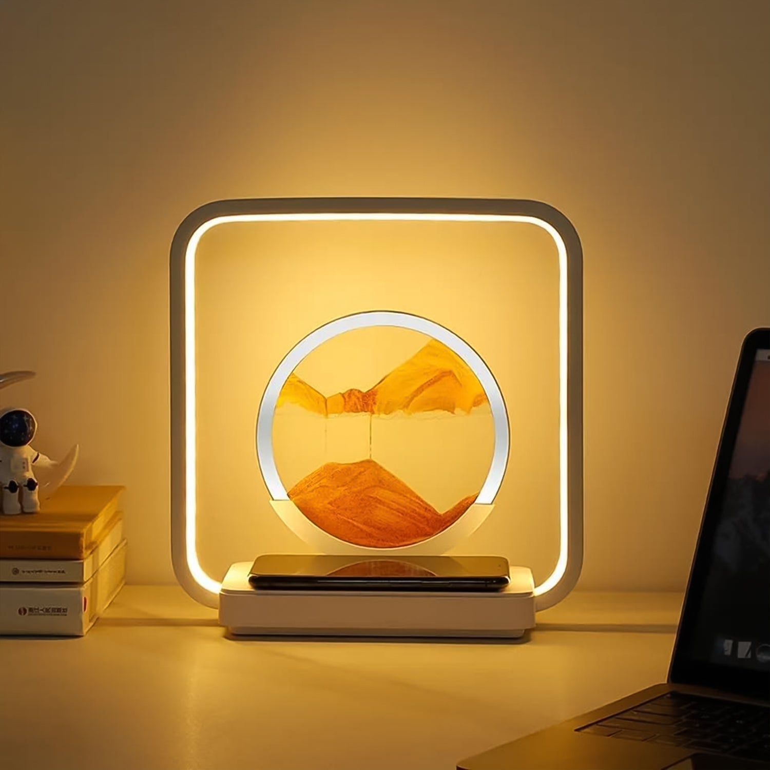 SandX: 3D Quicksand LED Lamp with Wireless Charging & Liquid Motion Art for Relaxing Desk & Bedroom Décor