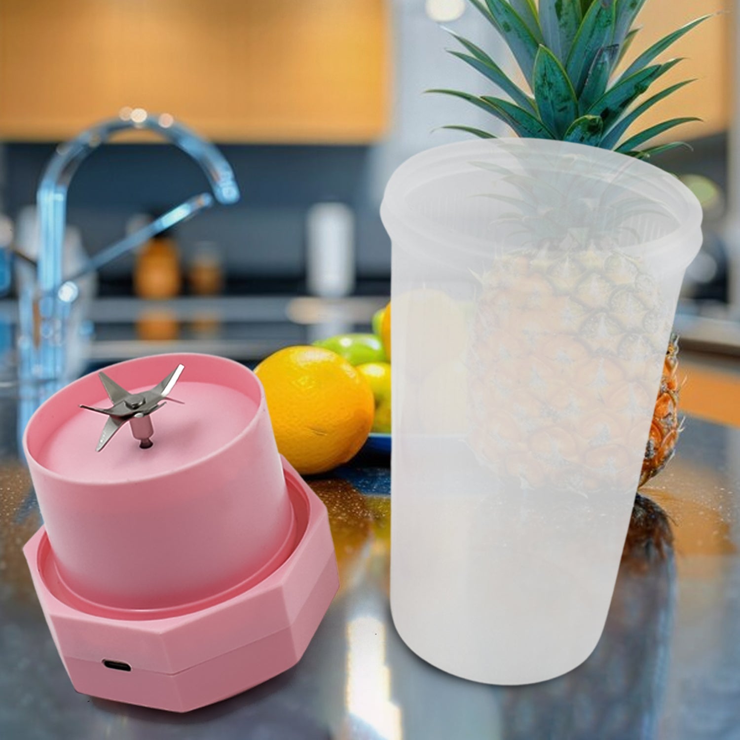 JuiceMate: USB-C Rechargeable 6-Blade Portable Juicer & Blender for Smoothies & Ice Crushing with Built-in 400ml Jar
