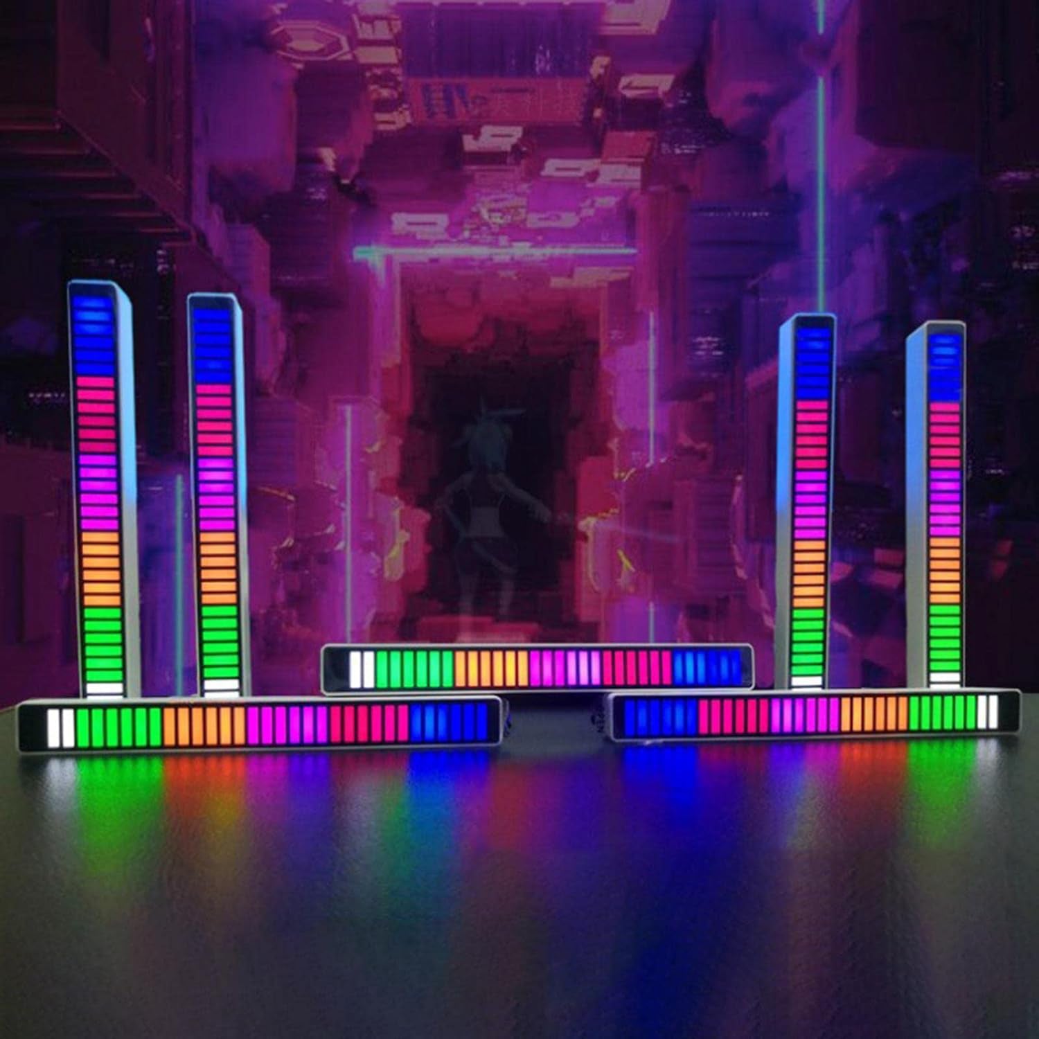 RhythmX: Voice-Activated RGB Light Bar with 40-Bit Pickup & Sound Reactive LED for Music, Desktop & Car Ambience