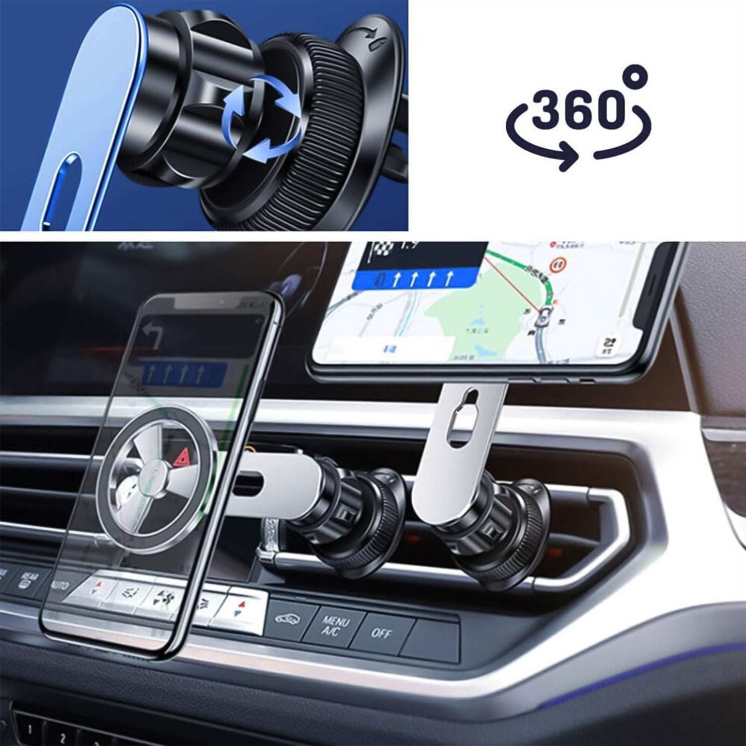 SuperMag: 360° Rotatable MagSafe Air Vent Phone Holder with Strong Magnetic Grip & Multi-Angle Adjustability