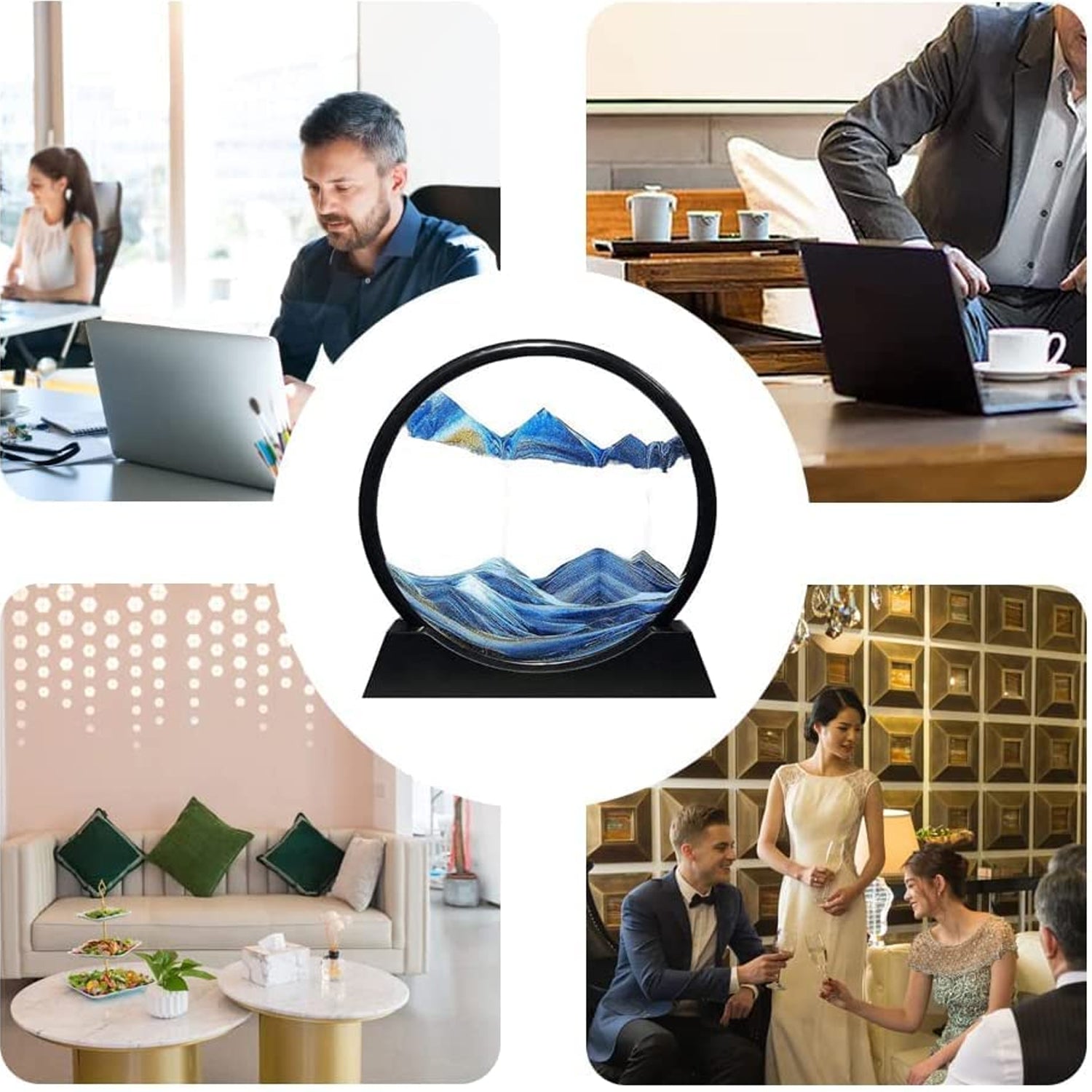 SandFlow: 3D Moving Sand Art Picture with Liquid Glass Landscape for Home & Office Desk Décor