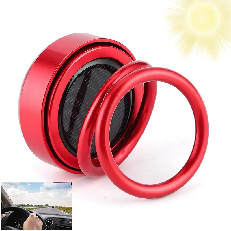 SolarBreeze: Solar-Powered Rotating Car Air Freshener with 360° Dual-Ring Design & Aroma Diffuser for Dashboard & Office