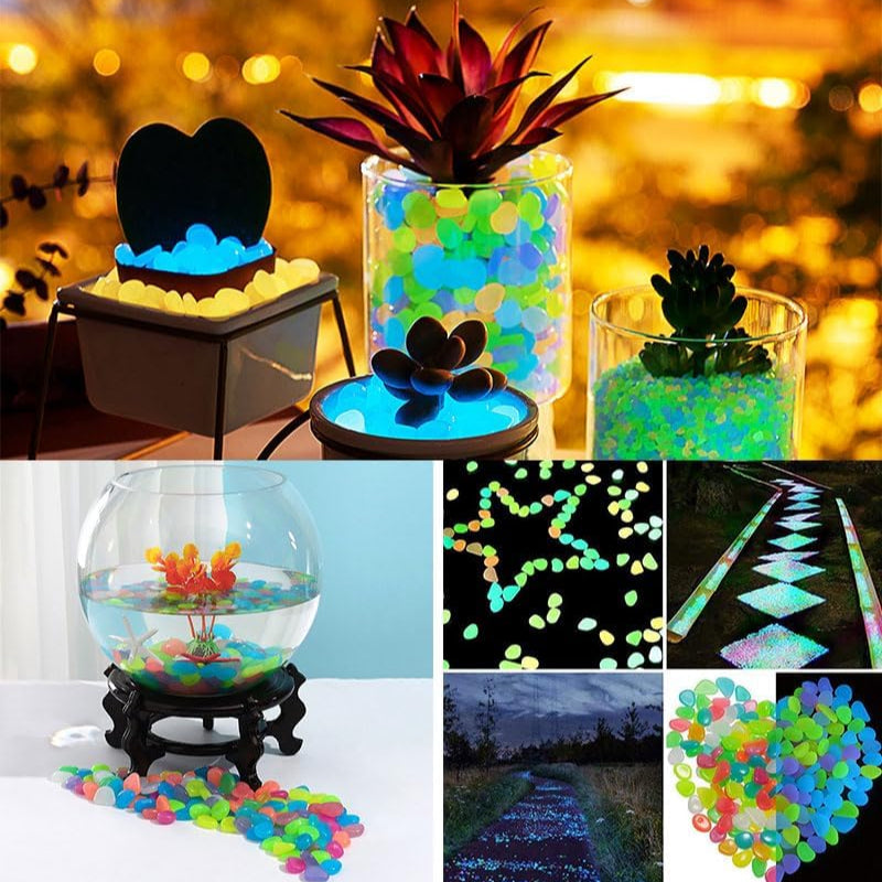 GlowRock: Glow-in-the-Dark Pebble Set for Balcony, Garden, Aquarium & Magical Ambience (Pack of 100)