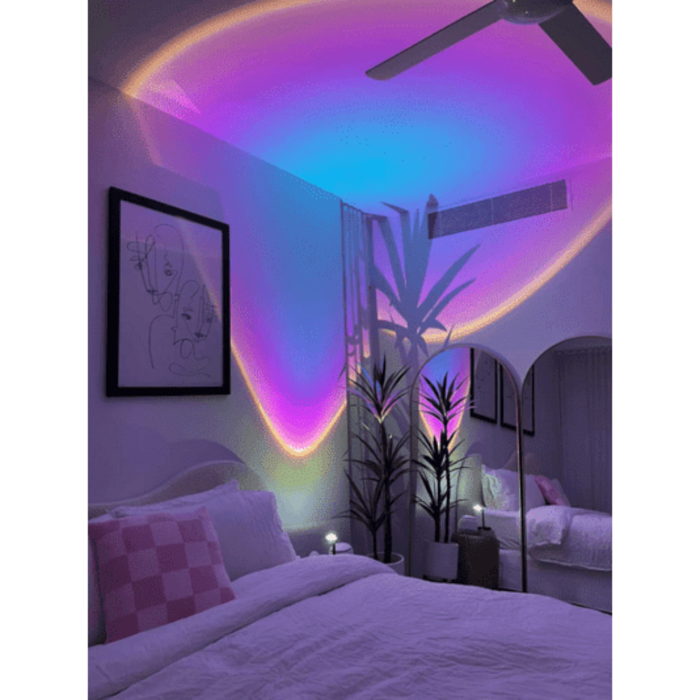 Aura: 16-Hue RGB Sunset Lamp with Remote Control, USB Plug-In & 360° Rotatable Head for Ambience & Content Creation
