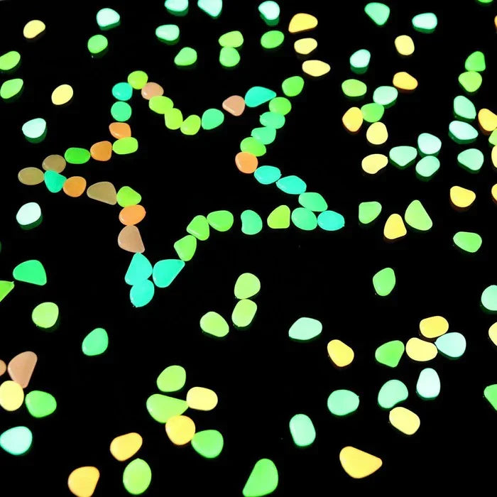 GlowRock: Glow-in-the-Dark Pebble Set for Balcony, Garden, Aquarium & Magical Ambience (Pack of 100)