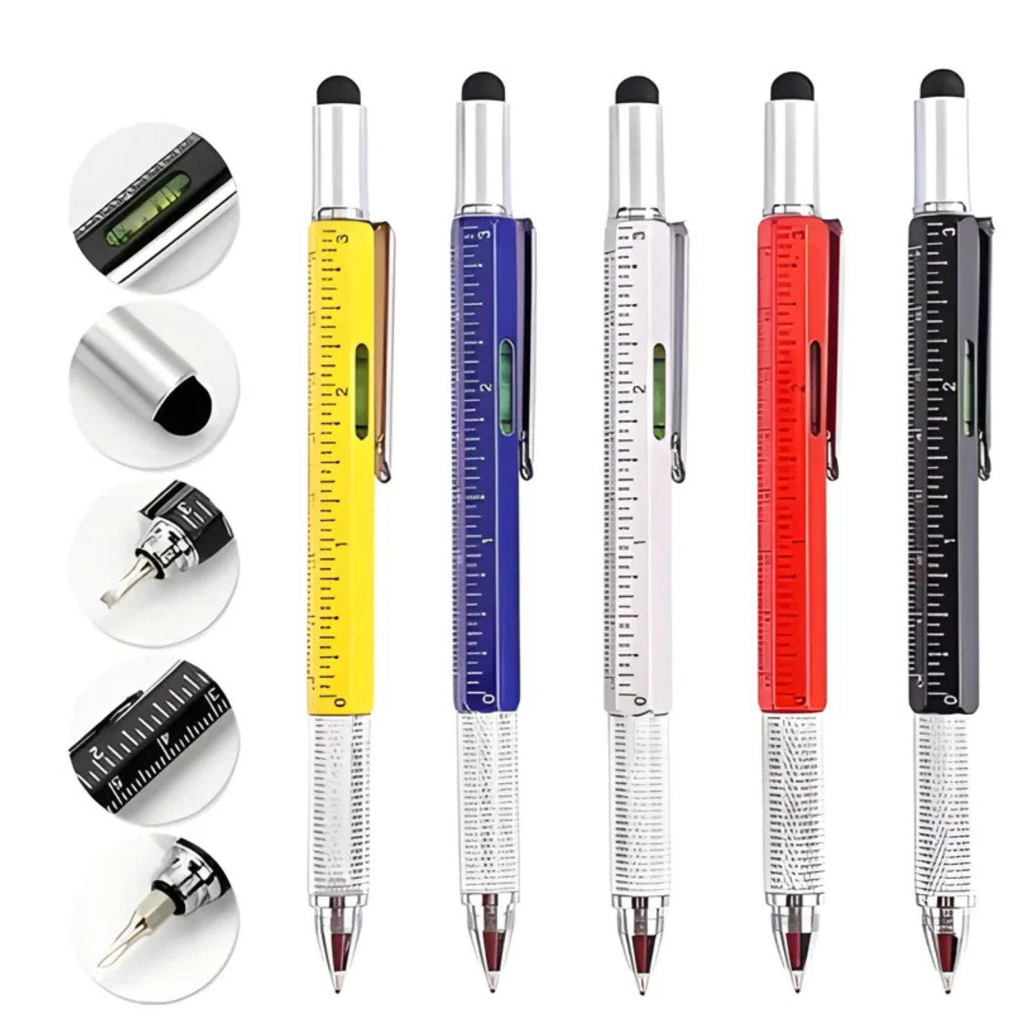 Mech: 5-in-1 Multifunction Tool Pen, Ballpoint Pen with Screwdriver, Touch  Stylus, Ruler, Spirit Level Multi-Tool Functions for Everyday Use