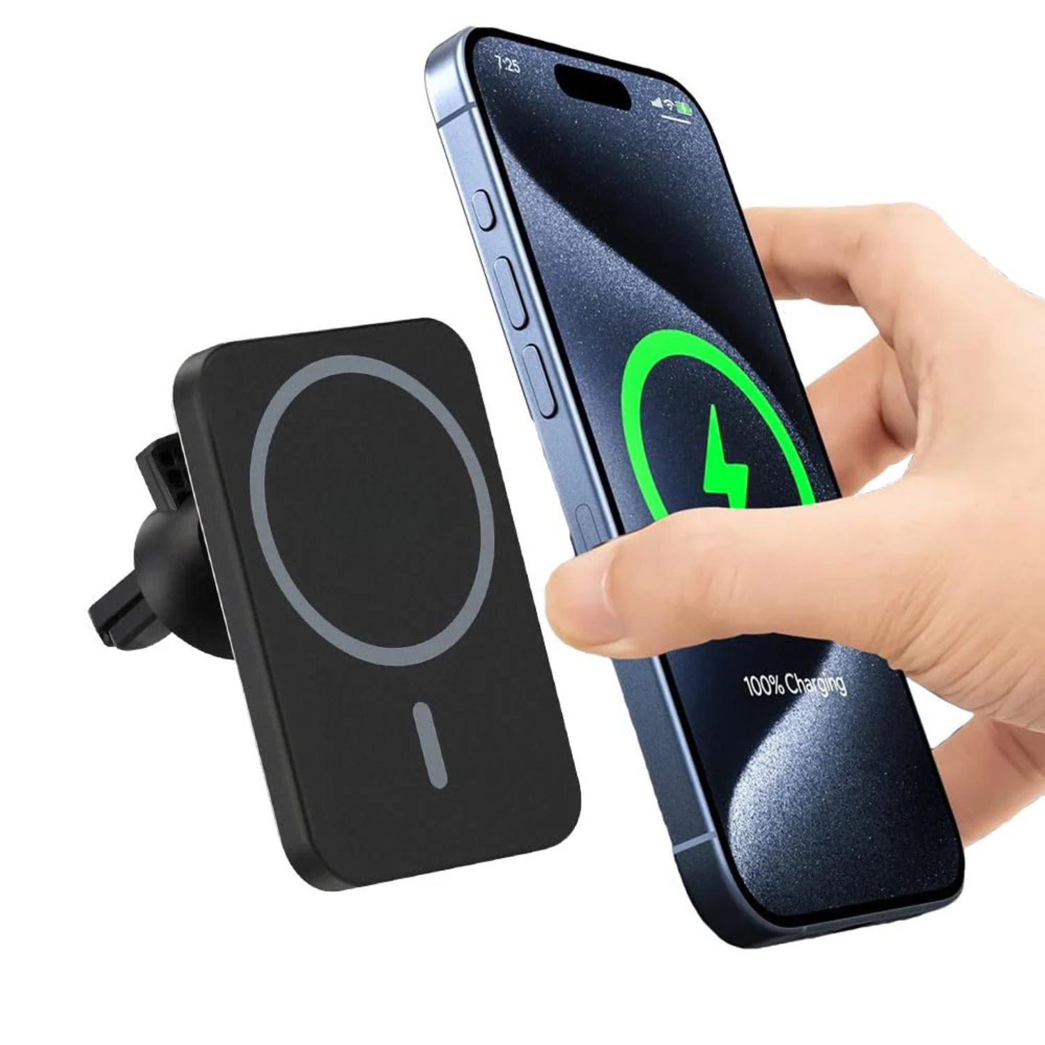 CarMeg: 15W Fast-Charging Magnetic Car Mount with 360° Rotation, Wireless Phone Holder for Car AC Vent with Secure Lock & Universal Smartphone Compatibility