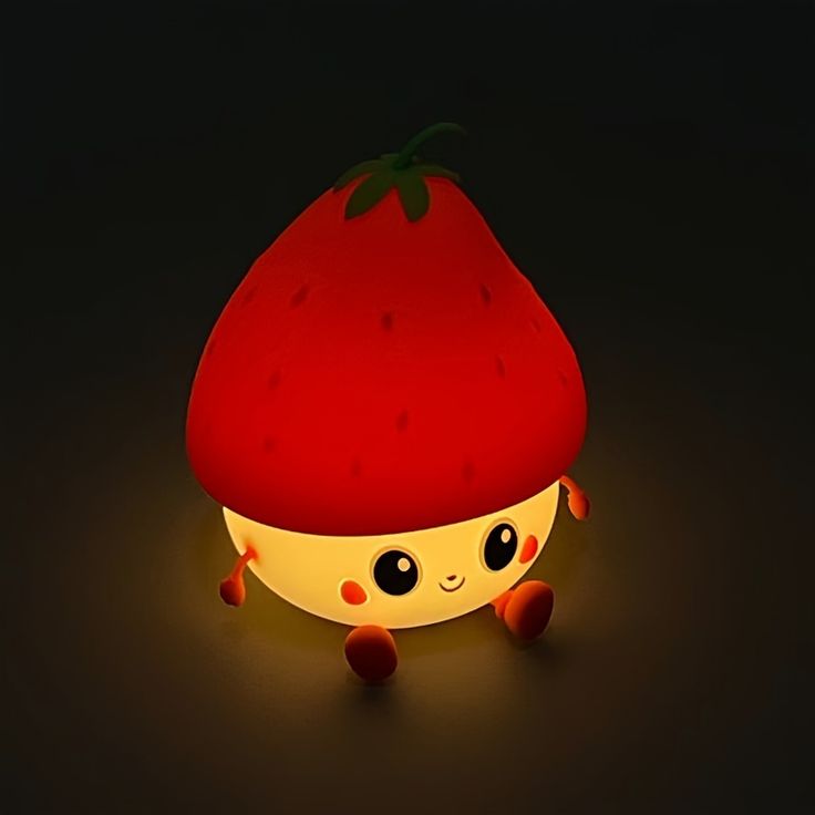 BerryBrite: Cute & Quirky Strawberry LED Nightlight with Touch Sensor, USB-C Charging & Adjustable Brightness Squishy Lamp