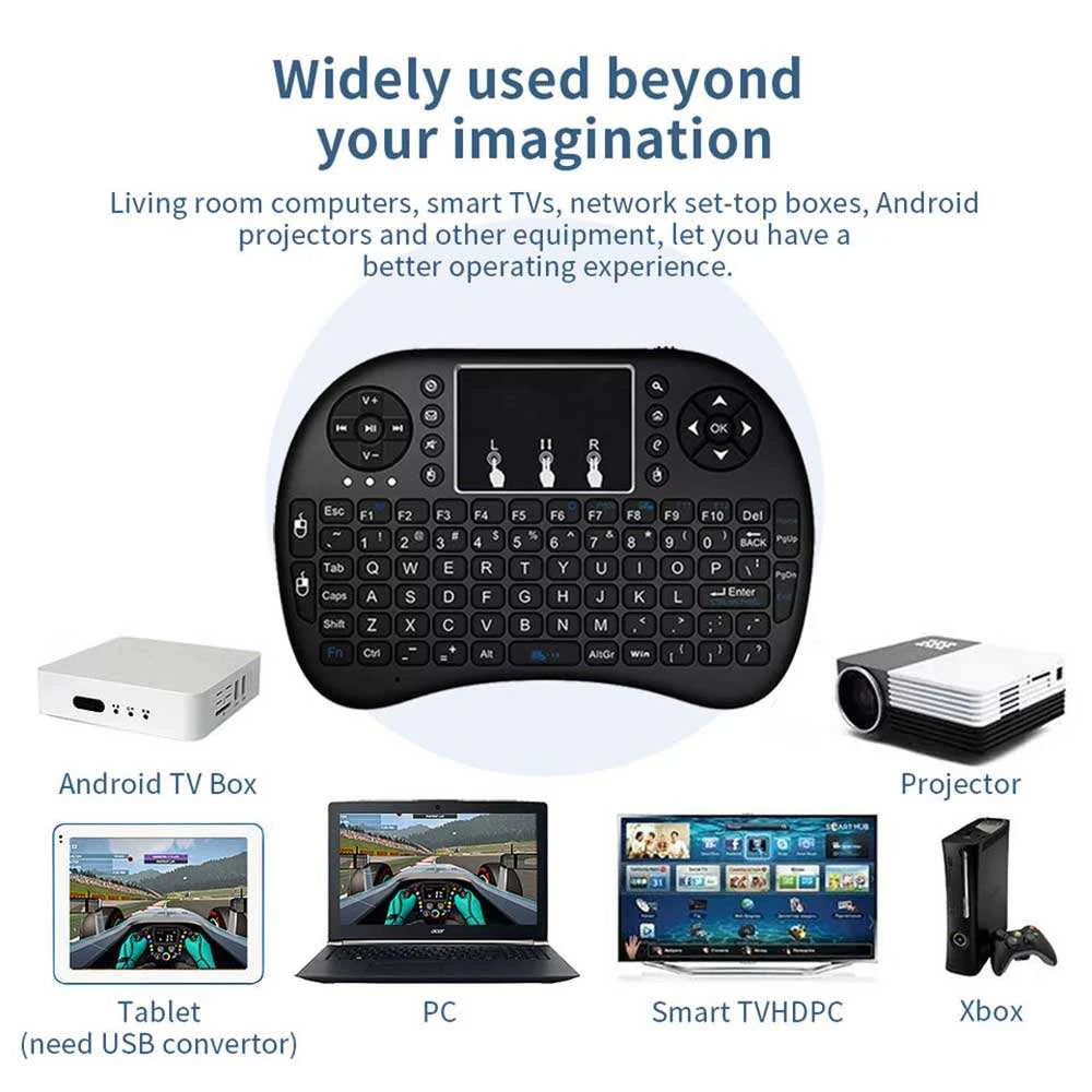 Keyboo: Handheld Mini Wireless Keyboard & Mouse with Bluetooth & USB Dongle, Rechargeable Backlit Remote for Smart TV, Android TV Box, PC & Mobile