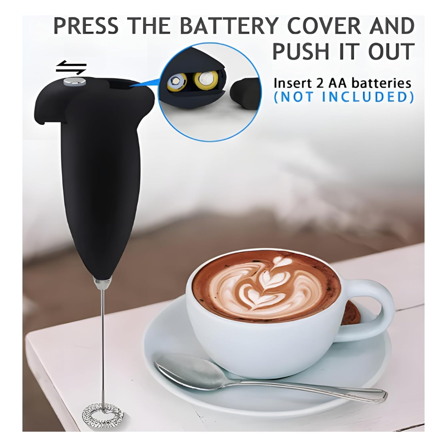 Brewio: Portable Handheld Coffee Frother for Latte, Cappuccino & Beverages, High-Speed Electric Milk Frother with Stainless Steel Whisk, Battery-Operated Mini Foam Maker