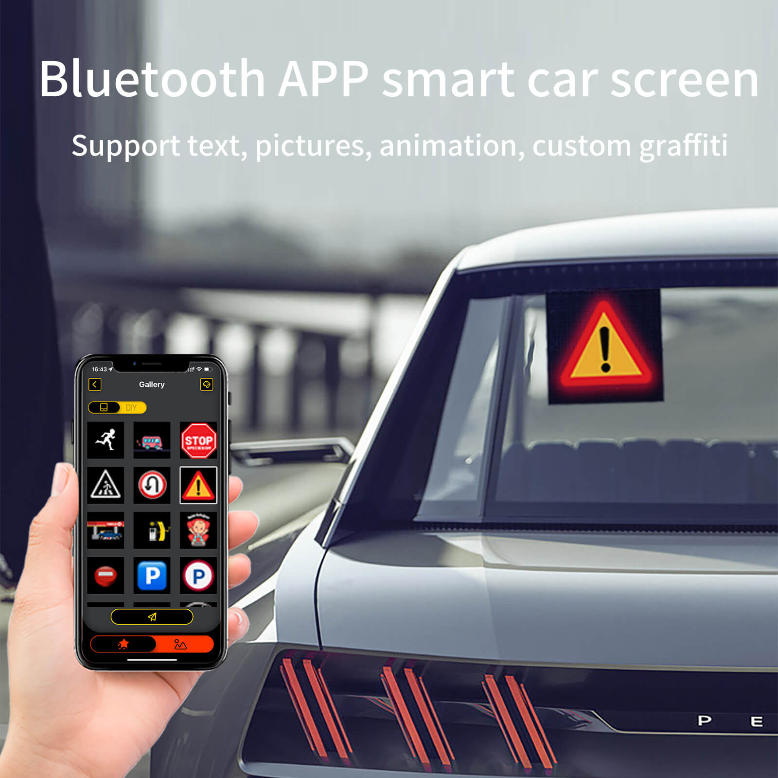 Pixo: Programmable LED Pixel Display Screen with Bluetooth App Control, Custom Text & Animations for Car Windshield & Home Decor 13x13cm