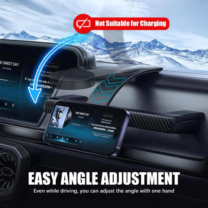 Magnum: Sleek Memory Metal 15W MagSafe Wireless Car Charger & Magnetic Phone Holder with Ultra-Strong Grip, Flexible Aluminum Bendable Arm & Dashboard Mount