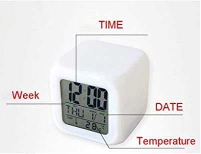 GlowDream: RGB Aura LED Digital Alarm Clock, Table Clock with Date, Day, Time & Temperature Display