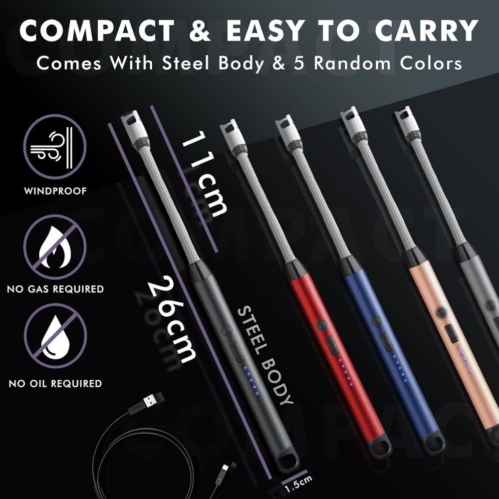 Sparq: Rechargeable Electric Arc Lighter, Windproof with Flexible Neck & USB-C Port for Gas Stove & Candles