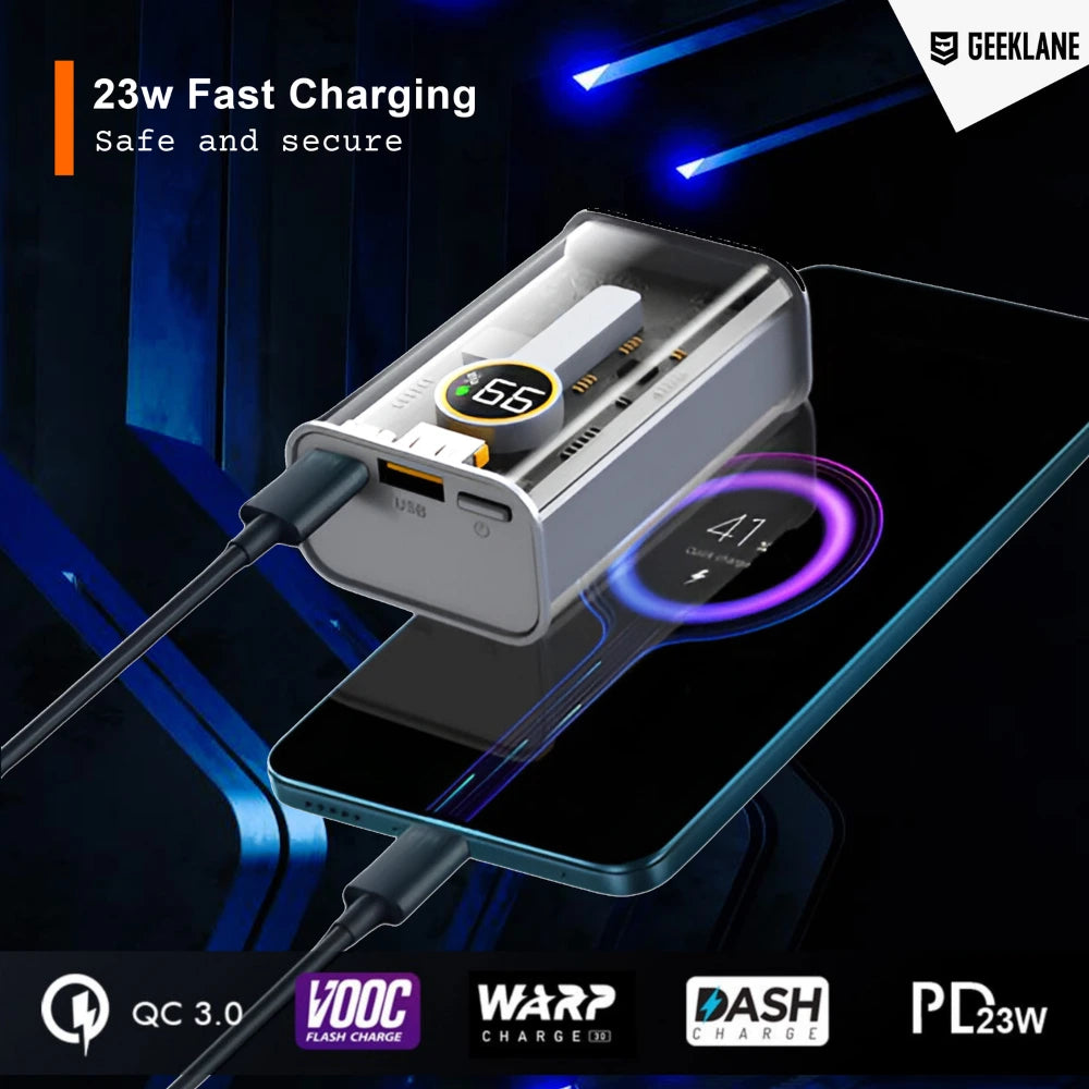 Element: 10,000mAh Compact Edition See-Thru Power Bank with PD 22.5W Fast Charging, Multiport Input/Output & LED Display