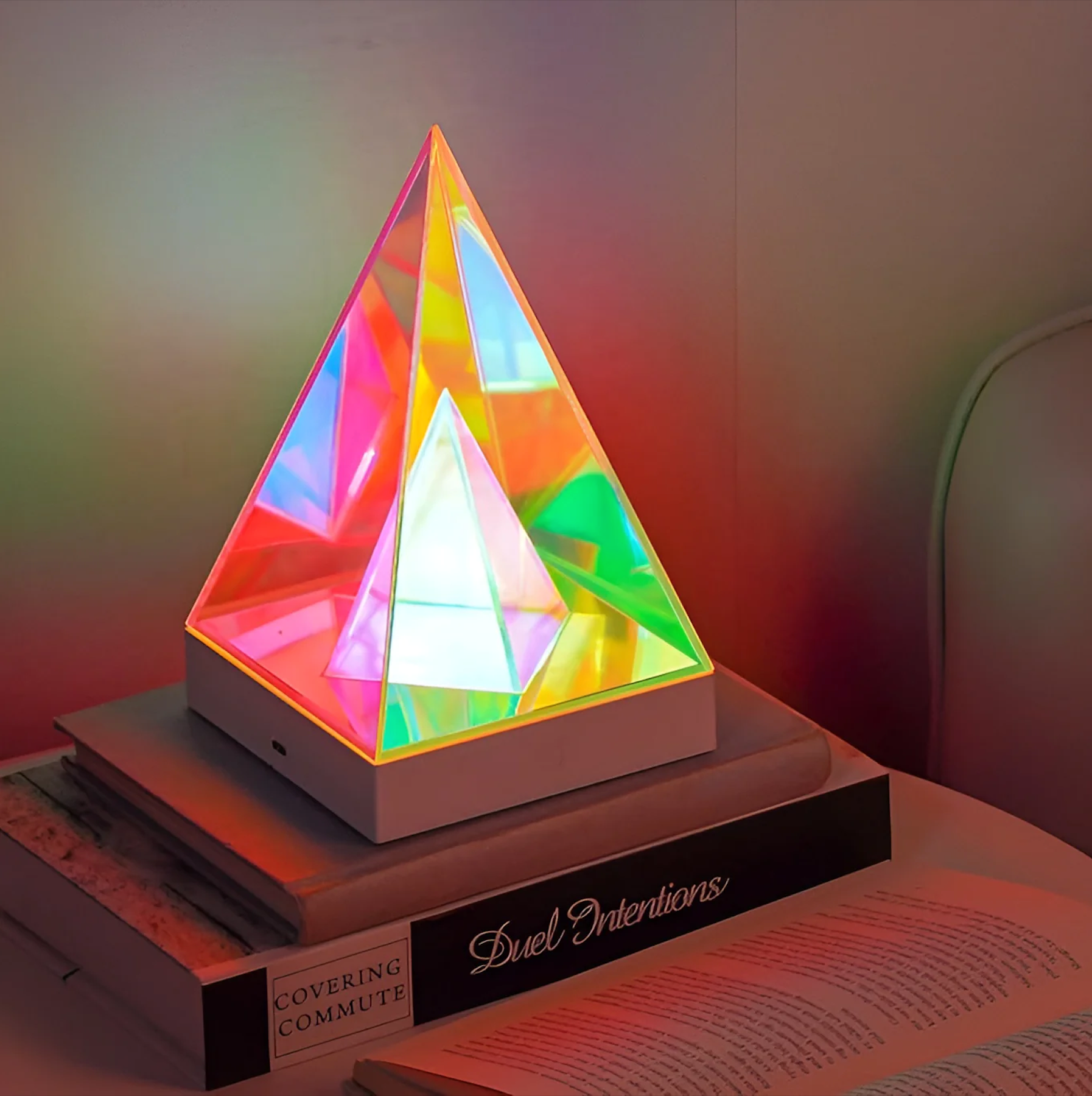 Floyd: 3D Acrylic RGB Prism Lamp with USB Power & Color-Changing Glow for Bedroom & Decorative Lighting