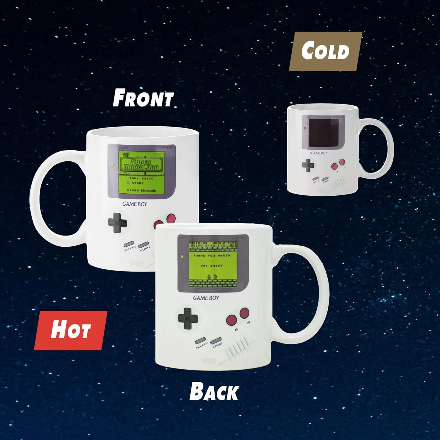 RetroSip: Gameboy-Inspired Heat Sensitive Ceramic Mug, Color-Changing Display with 3D Buttons, Classic Nintendo Design for Coffee, Tea & Gamer Gifting