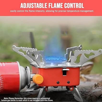 FlameX: Portable & Foldable Windproof Butane Camping Stove with High Heat Output for Outdoor Cooking, Hiking & Adventures