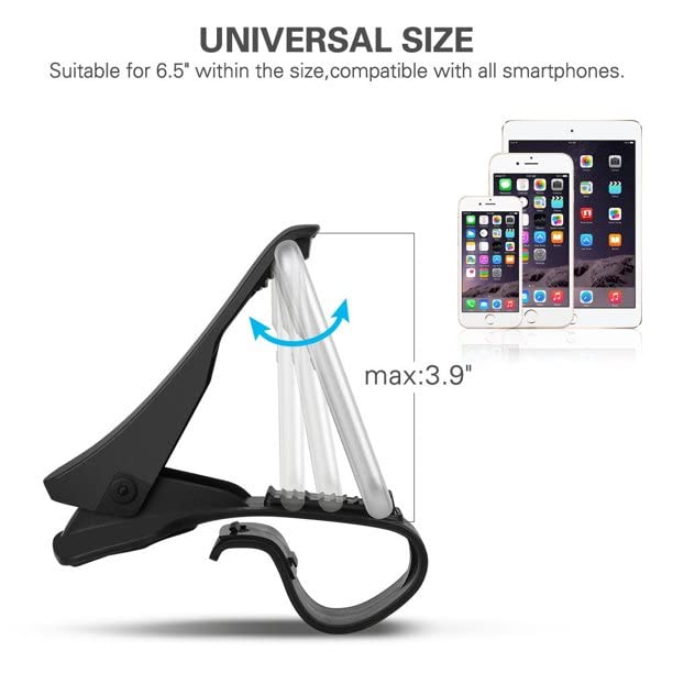 HUD: Anti-Skid Car Mobile Phone Holder with Adjustable HUD Design for Dashboard Mounting