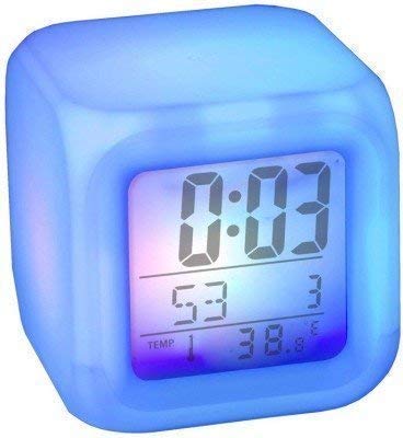 GlowDream: RGB Aura LED Digital Alarm Clock, Table Clock with Date, Day, Time & Temperature Display