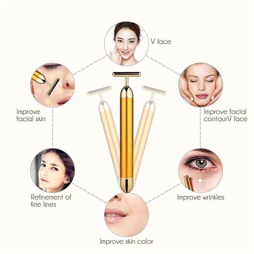 GlowLift: Electric Vibration Facial Massage Roller with T-Shaped Design for Anti-Wrinkle Skin Care & Face Lifting