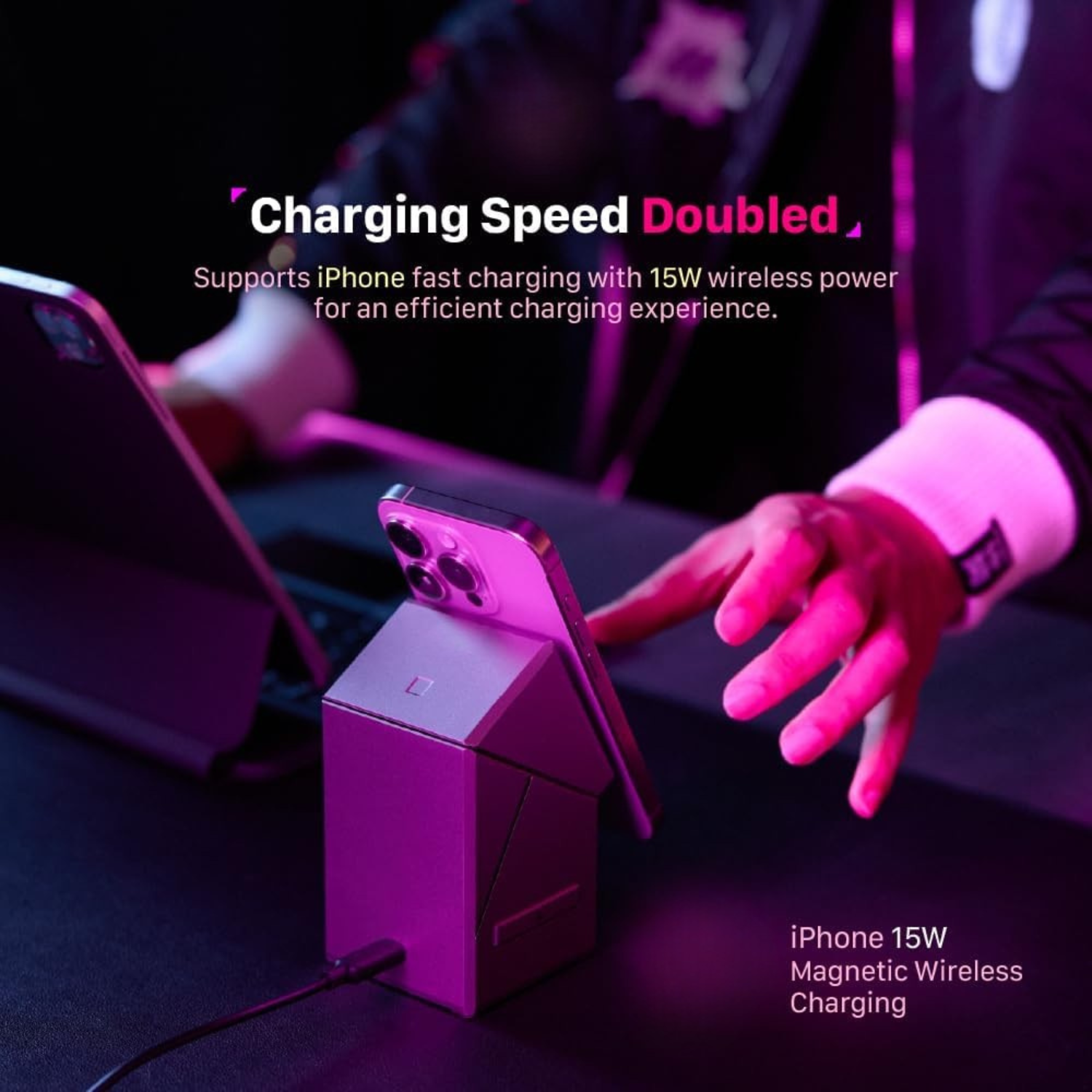 Orbix: 3-in-1 Qi2 Futuristic Magnetic Wireless Charging Station with 15W Fast Charging, MagSafe-Compatible Dock for iPhone, Apple Watch & AirPods