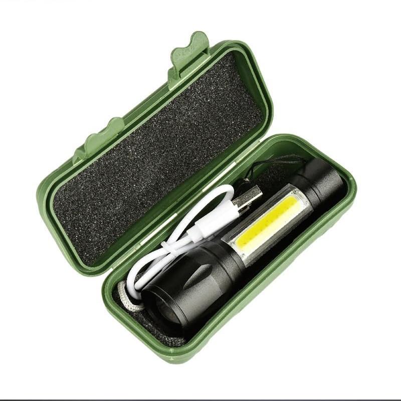 Flashy: 2-in-1 Rechargeable LED Flashlight with Adjustable Zoom & COB Side Light, Mini Pocket Torch with 3 Modes for Camping, Hiking & Emergency Use