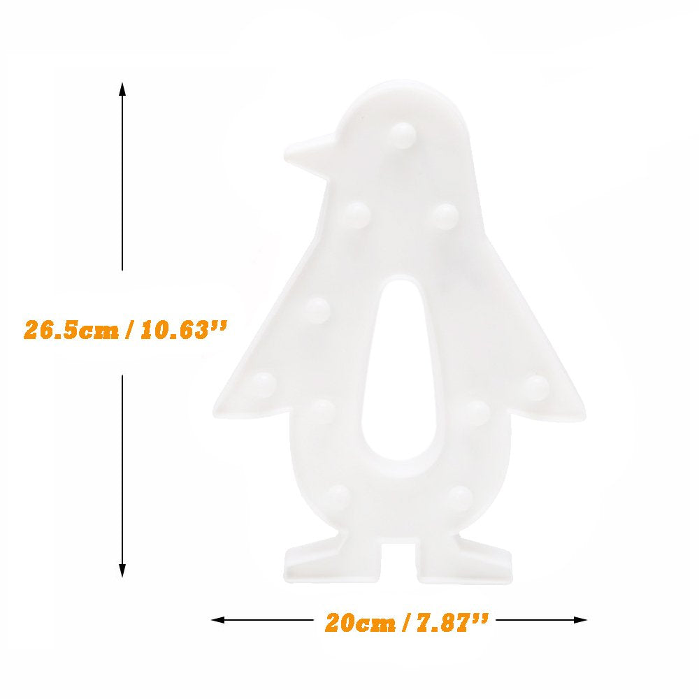 Pengo: Cute Penguin Design Marquee LED Night Light with Battery-Powered Decorative Lamp for Kids’ Room, Bedroom Wall or Table Décor