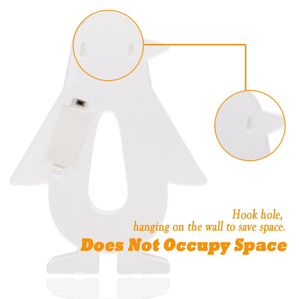 Pengo: Cute Penguin Design Marquee LED Night Light with Battery-Powered Decorative Lamp for Kids’ Room, Bedroom Wall or Table Décor