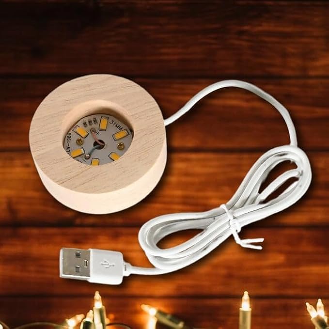 Ganpati: 3D LED Ganpati Ji Crystal Ball Night Lamp with USB-Powered Colorful Glow & Wooden Base for Home, Mandir & Office Décor