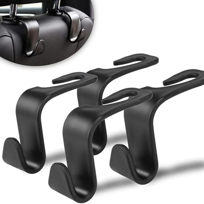 Holdie: 4-in-1 Car Seat Headrest Hooks – Heavy-Duty Hangers for Organizing Bags, Groceries, Purses & Accessories Without Spills (Set of 4)