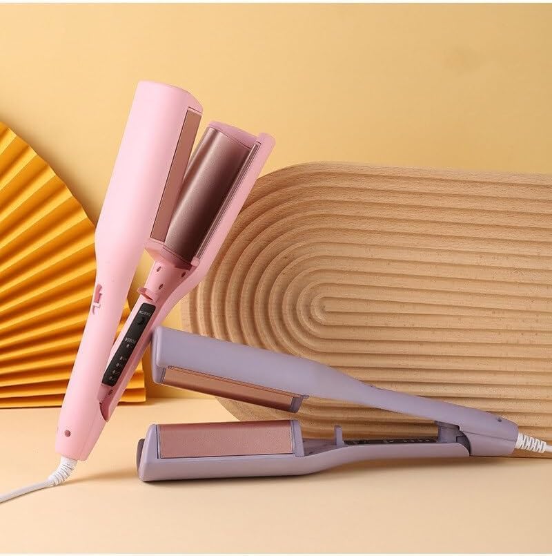 WavePro: 32mm Wave Barrel Curling Iron with Ionic Technology, 4 Temp Settings & Ceramic Hair Crimper for Deep Waves