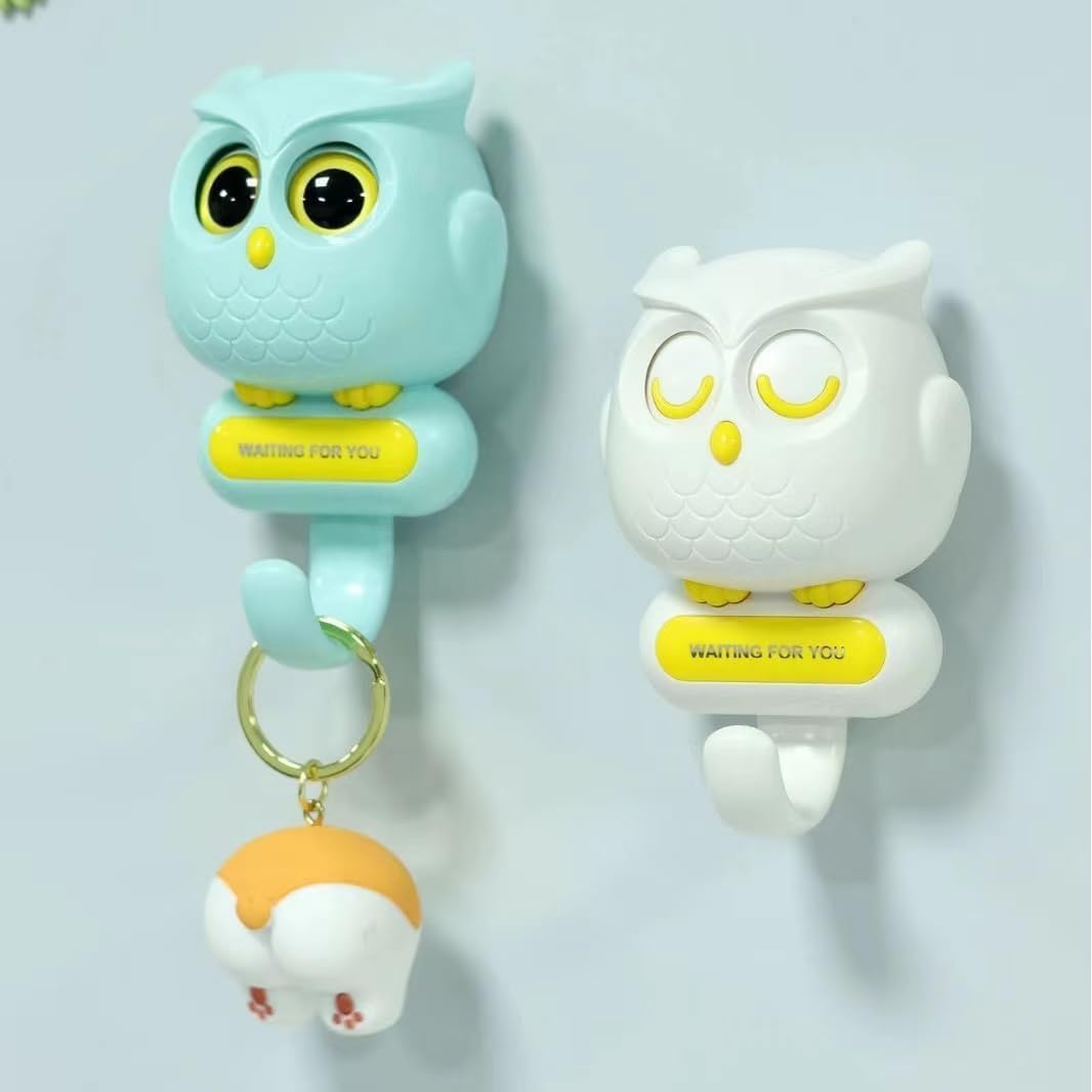 Kowl: Owl-Shaped Wall Hook with Blinking Eyes & Self-Adhesive Design for Keys, Bags & Home Décor