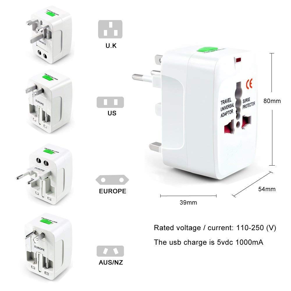 PluGo: Universal Travel Adapter with USB, All-in-One International Plug Adapter for Charging & Appliances Compact Worldwide Adapter for Travel