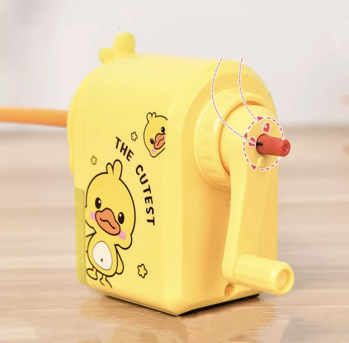 Duckoo: Cute Duck-Shaped Crank Pencil Sharpener for Kids, Handheld Stationery Tool for School Desks, Birthday Return Gifts & Classroom Supplies