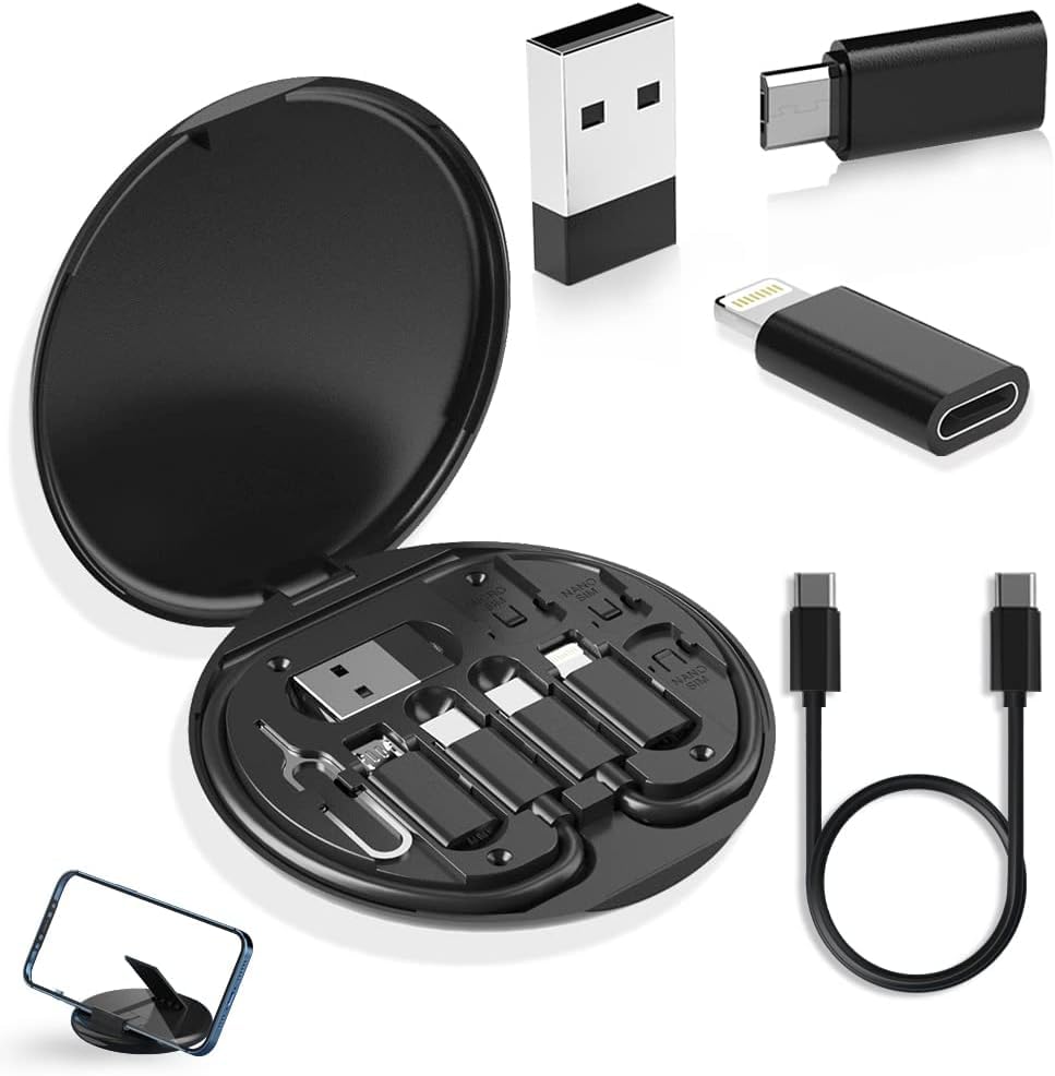 Companion: All-in-One USB Travel & Tech Charging Kit – 60W Fast Charging Cable Set with Type-C, Lightning & Micro USB, Built-in Mobile Stand