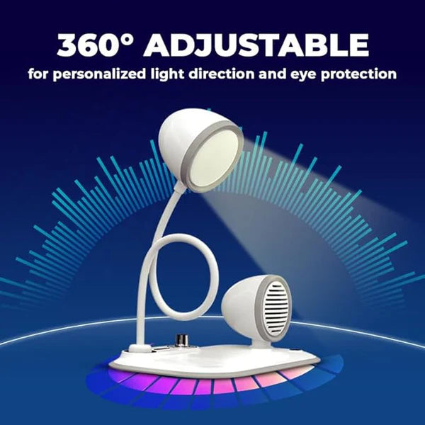 Zylo: 3-in-1 Desk Lamp with 15W Wireless Charger, 10W Bluetooth Speaker & Adjustable tactile Brightness Knob