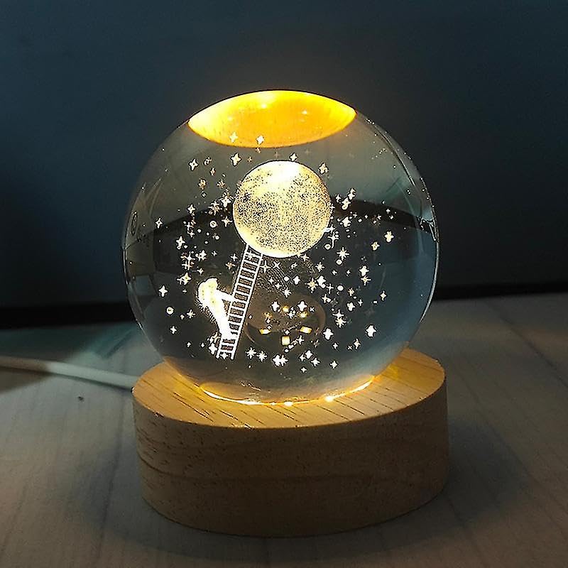 Climb: 3D LED Crystal Ball Night Lamp – Engraved Holographic Light with USB & Wooden Base for Home Décor, Office & Bedroom