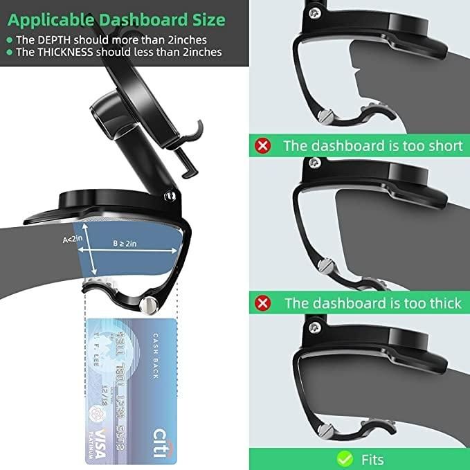 HUD: Anti-Skid Car Mobile Phone Holder with Adjustable HUD Design for Dashboard Mounting