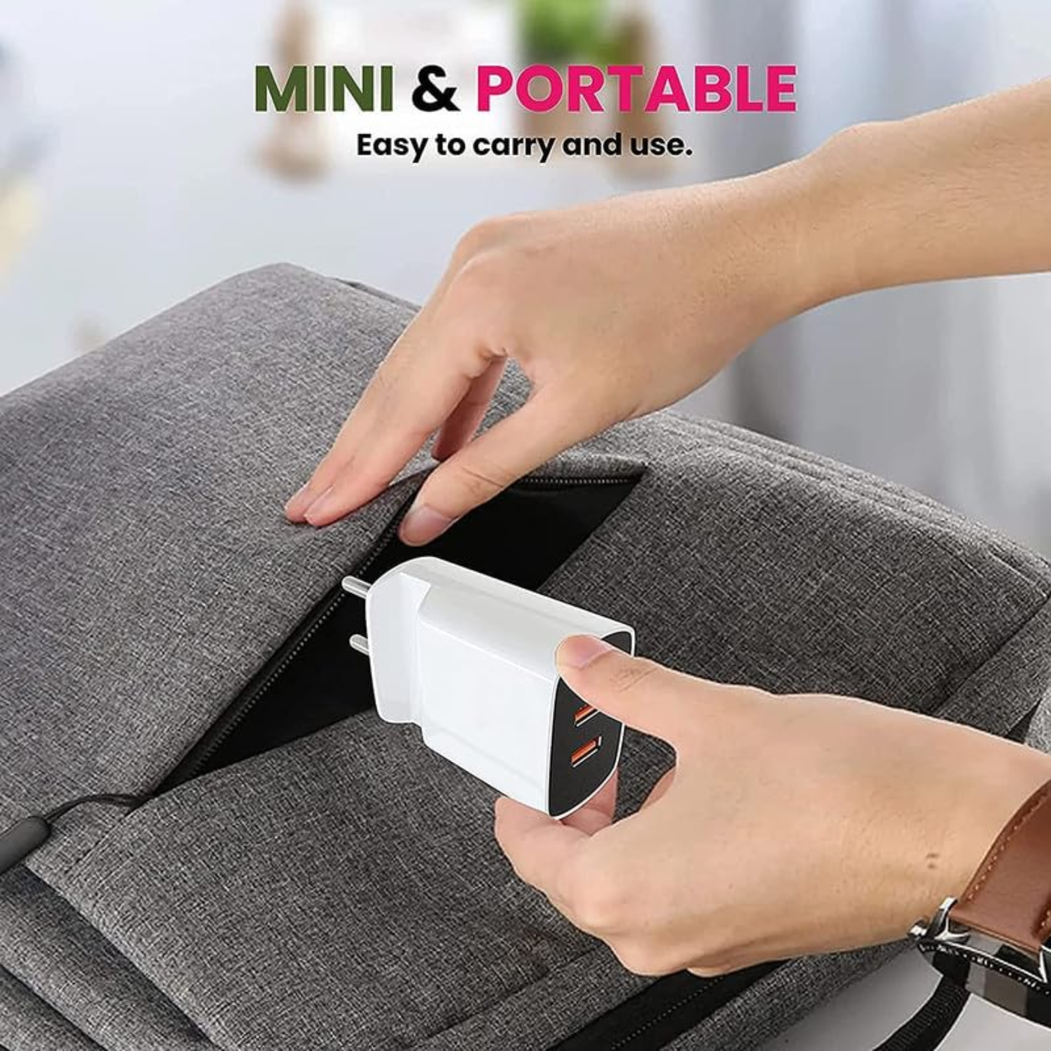 Zapoo: Dual-Port Fast Charging Adapter, QC 3.0 Type-C Charger with Smart Power Delivery, 3.0A Output & High-Speed Charging Cable