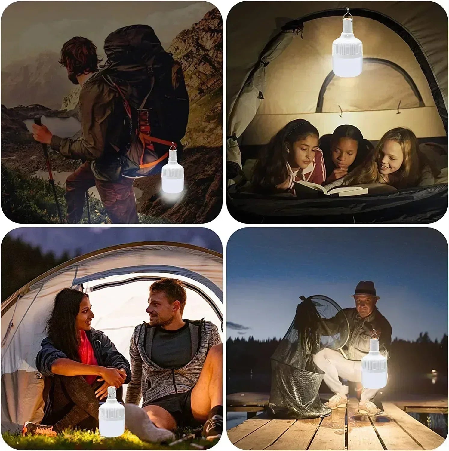 Daylite: Solar Rechargeable Compact LED Camping Tent Light with USB-C Port & Hanging Hook
