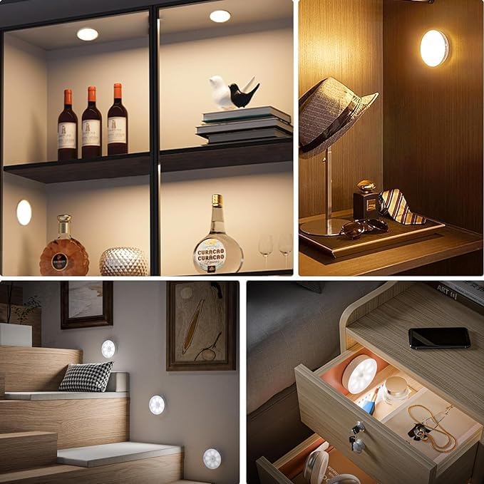Lumiq: Motion Sensor LED Night Light, USB Rechargeable, Auto-On Cabinet Light with Warm Glow for Wardrobe, Stairs, Hallway, Kitchen & Closet Use