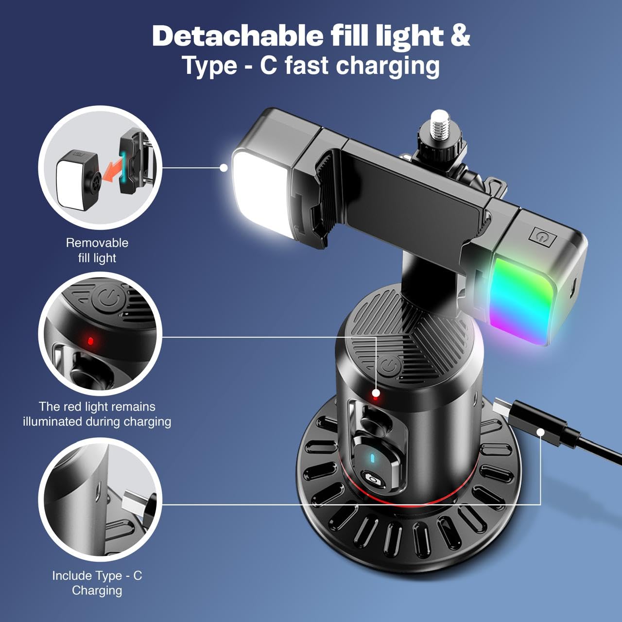 Create360: 360° Face Tracking Phone Holder with Auto Motion, Gesture Control & Remote for Vlogging, Streaming & Video Recording