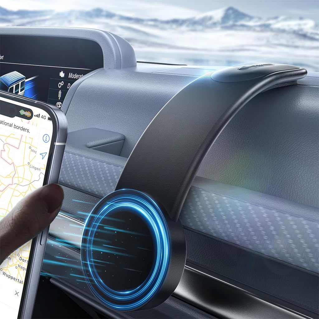 Magnum: Sleek Memory Metal 15W MagSafe Wireless Car Charger Magnetic Phone Holder with Ultra-Strong Grip, Flexible Aluminum Bendable Arm Dashboard