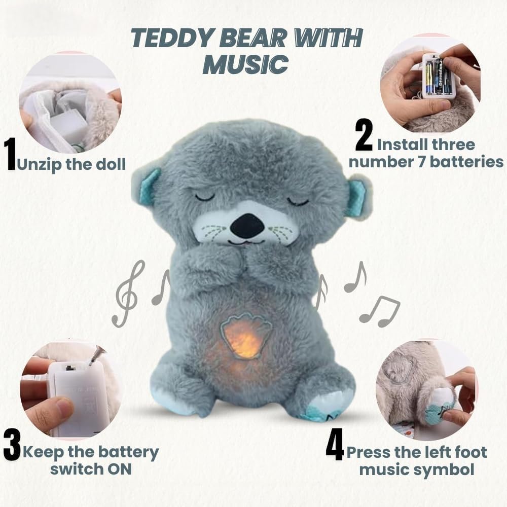 Snugsy: Soothing Viral Plush Teddy with Gentle Breathing Motion, Night Light & Music – Soft Cuddly Sleep Companion