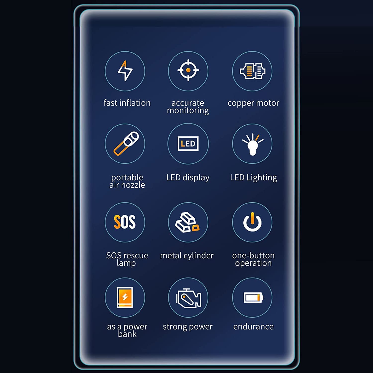 Inflato: Portable Tire Inflator & Power Bank – 150PSI Air Pump with Digital Gauge, LED Light, Heat Dissipation & 8000mAh Battery for Bikes, Cars & Emergencies