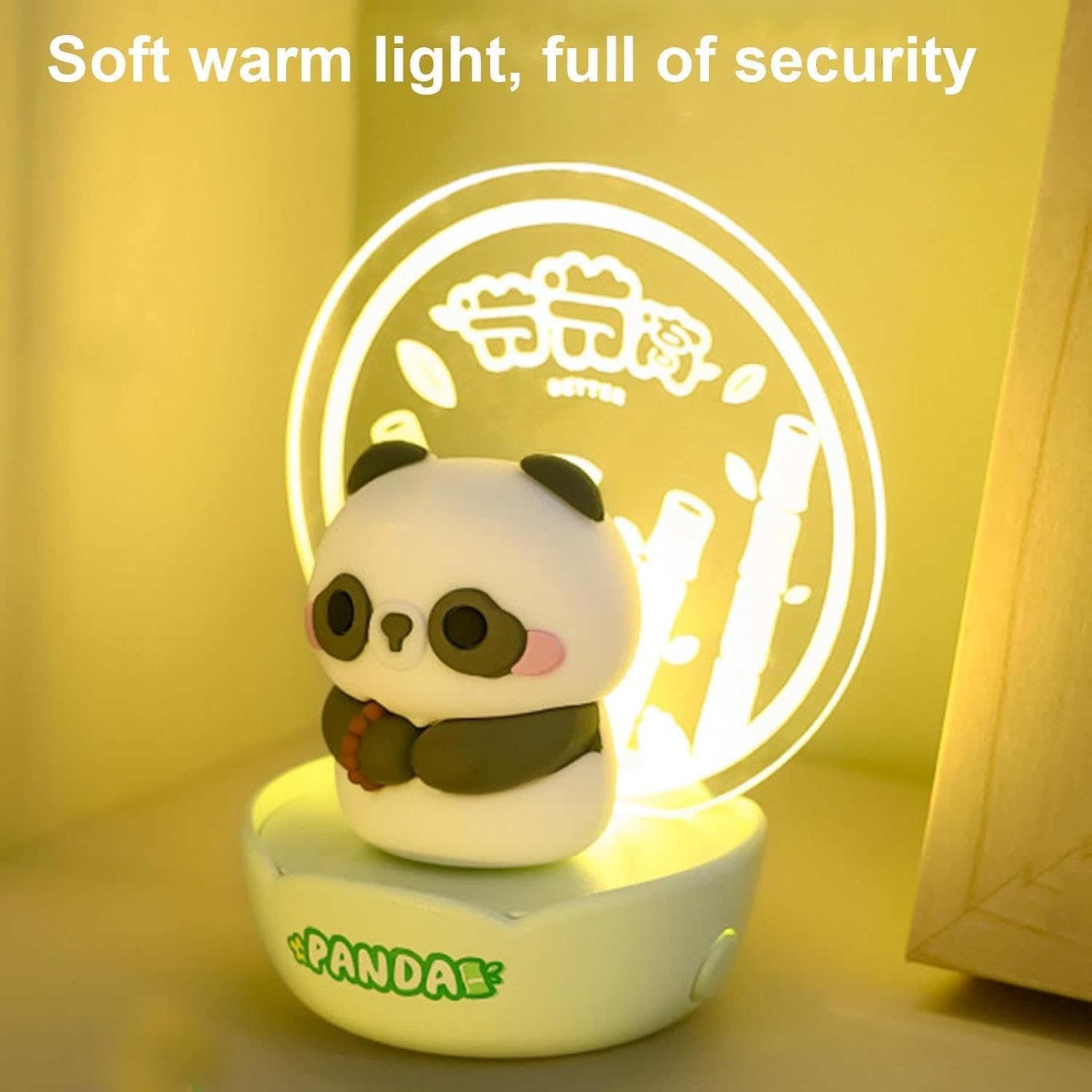 Bamboo: Panda LED Night Light with Rechargeable Battery, Soft Ambient Glow & Touch Control, Cute Bedside Lamp for Kids' Room & Nursery Décor
