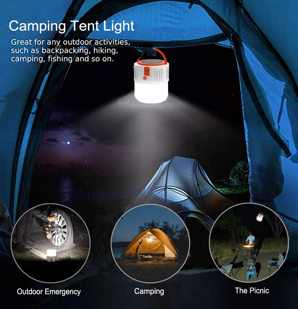 Daylite: Solar Rechargeable Compact LED Camping Tent Light with USB-C Port & Hanging Hook