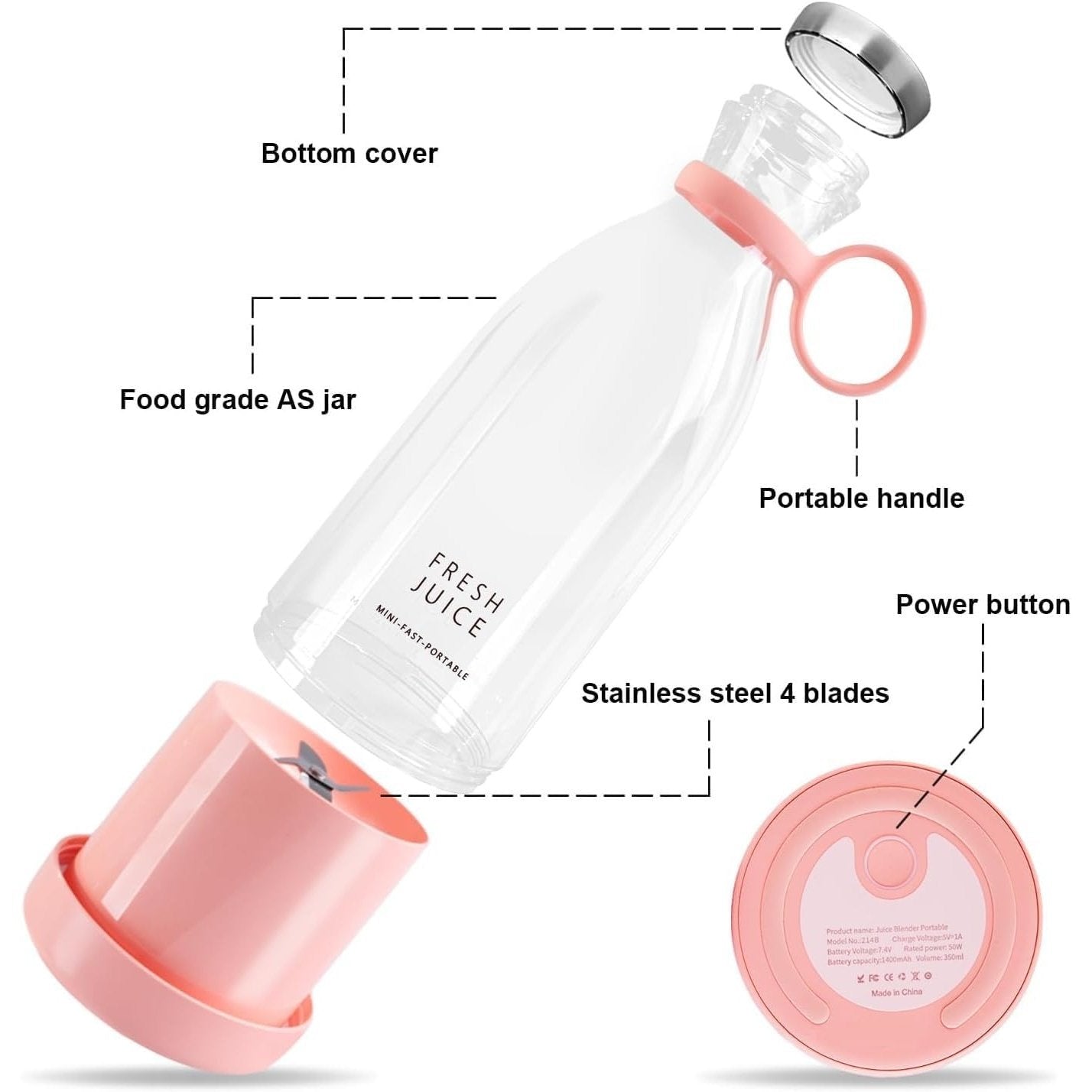 QuickBlend: Portable USB Rechargeable Bottle Juicer (420ml) for Fresh Juices, Shakes & Smoothies